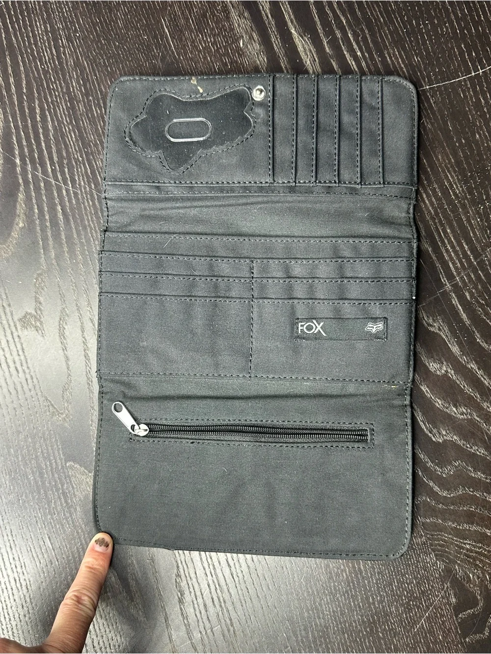 Fox brand - Black Women's Trifold Wallet w Silver Logo